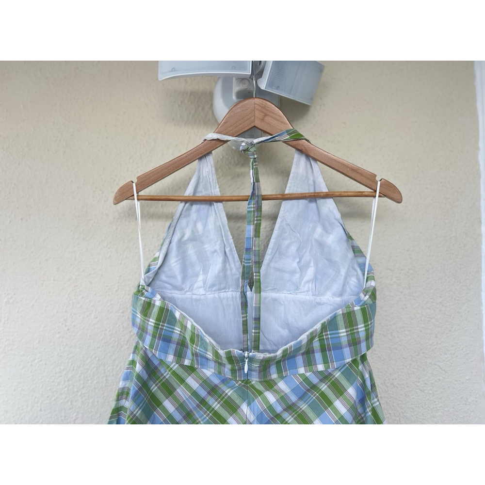J.Crew Green Blue Check Plaid Halter Dress Women’s Small Old Money Preppy Resort - Picture 6 of 7